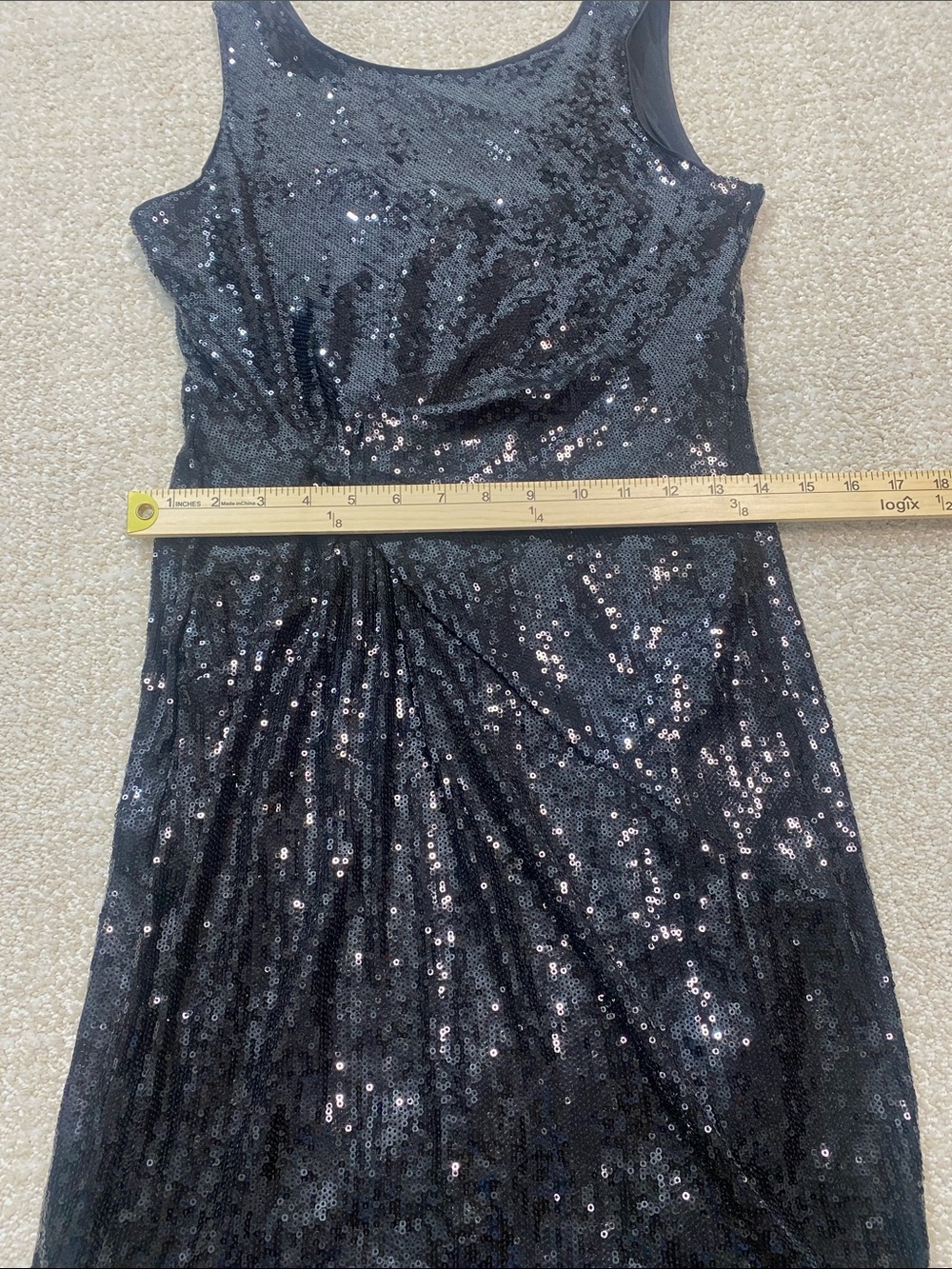 Taylor Black Sequin Twist-Detail Midi Dress Size 4 - Picture 12 of 16